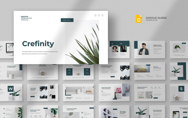 Crefinity - Modelo criativo minimalista do Google Slides