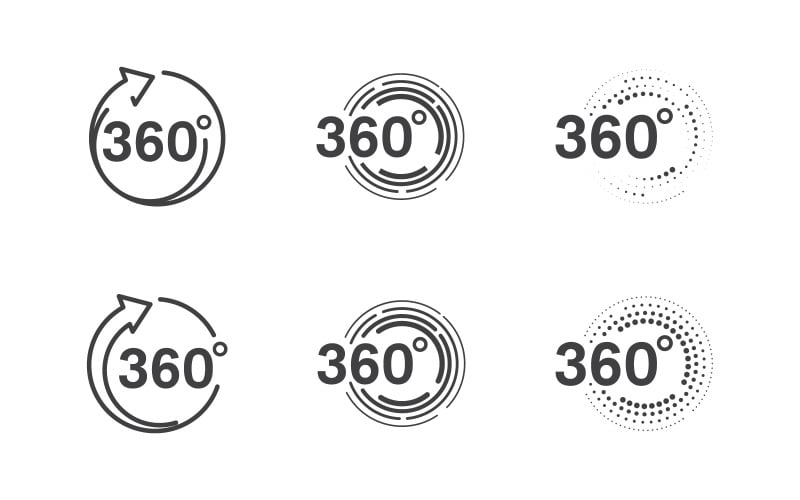 360 Круг Вектор Иконка Дизайн Иллюстрация Шаблон v.2