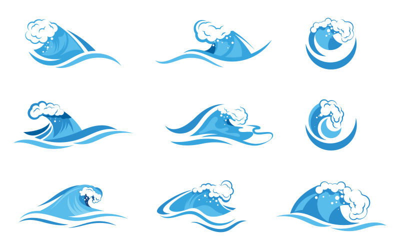 Ilustração vetorial de design de elemento de onda água mar v.2