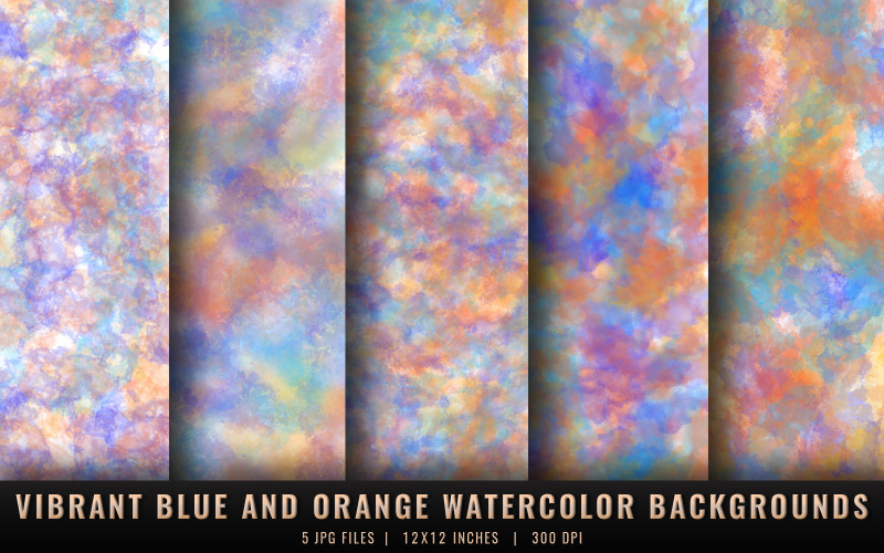 Lebendige blaue und orange Aquarell-Hintergründe