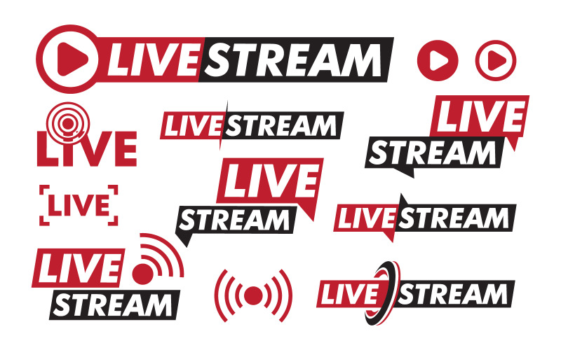 Livestream-logotypdesign. Vektor illustration designmall