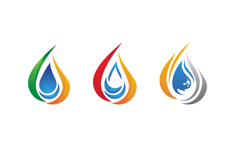 Modelo de logotipo de natureza de gota de água, ilustração vetorial, design v.3