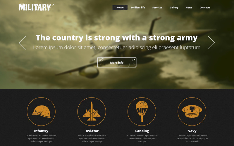 Modèle de site Web réactif de l'armée