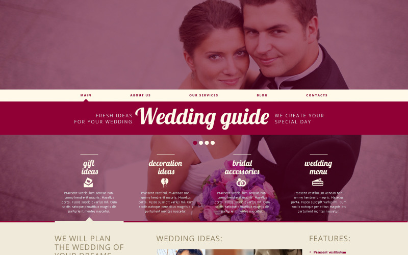 Thème WordPress responsive de Wedding Planner