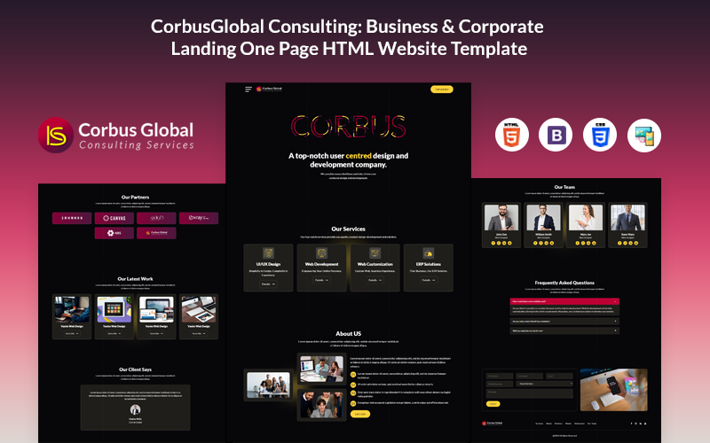 CorbusGlobal Consulting: potenziare le aziende con strategie innovative Modello HTML