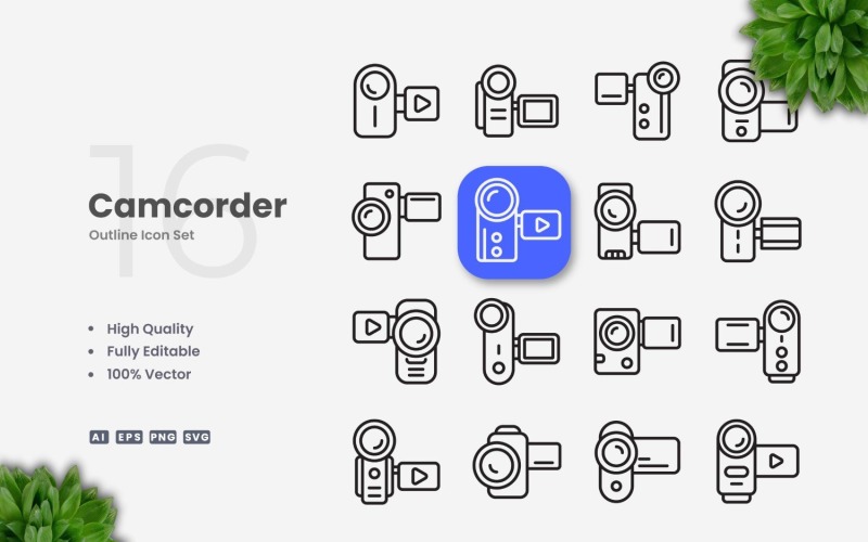 16 Icona del contorno della videocamera