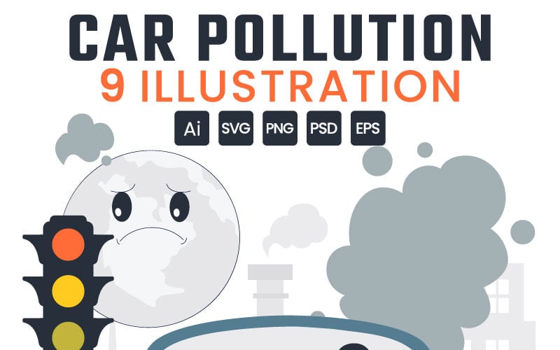 9 Illustratie van luchtvervuiling door auto's