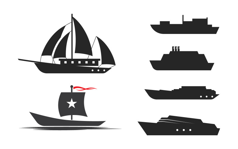 Kryssningsfartyg logotyp mall vektor ikon illustration design v.5