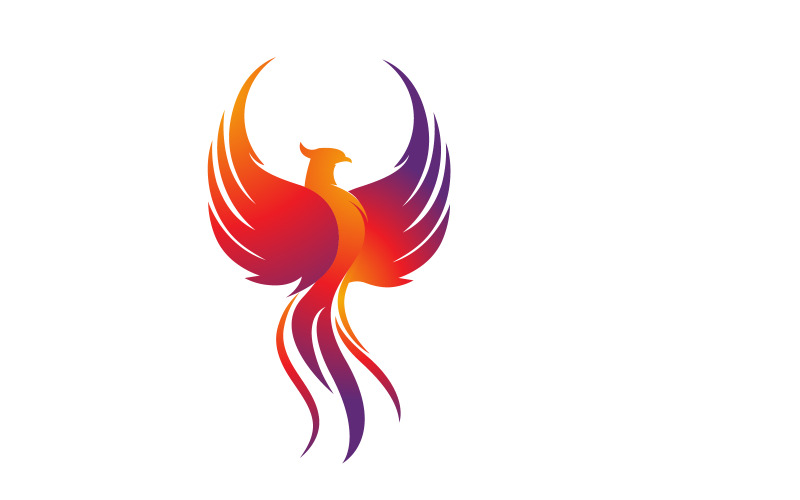 Modello di progettazione dell'illustrazione dell'icona vettoriale di Fantasy Bird Phoenix v.14