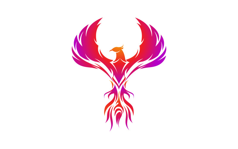 Modello di progettazione dell'illustrazione dell'icona vettoriale di Fantasy Bird Phoenix v.2