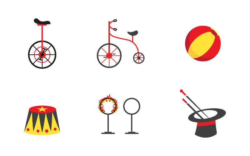 Circus evenement element vector illustratie ontwerp sjabloon v.14