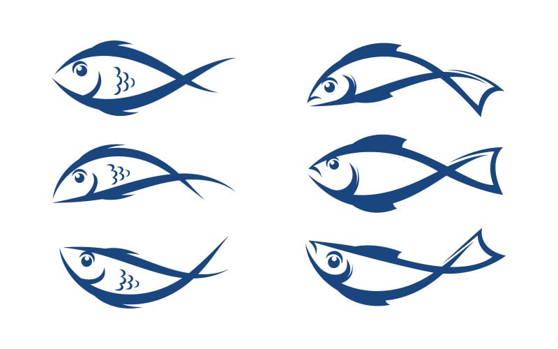 Modèle de logo de poisson Modèle de conception d'icône créative v.2