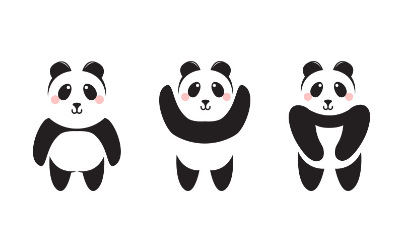 Ícone fofo de panda Modelo de design de ilustração vetorial v.2