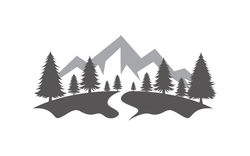 Foresta montagna Icona vettoriale design illustrazione v.4