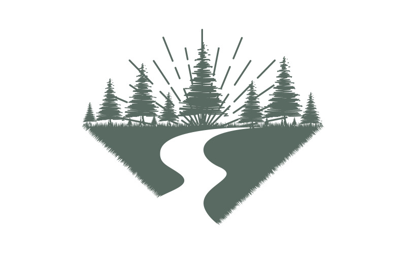 Ilustração de design de ícone vetorial de montanha de floresta v.1