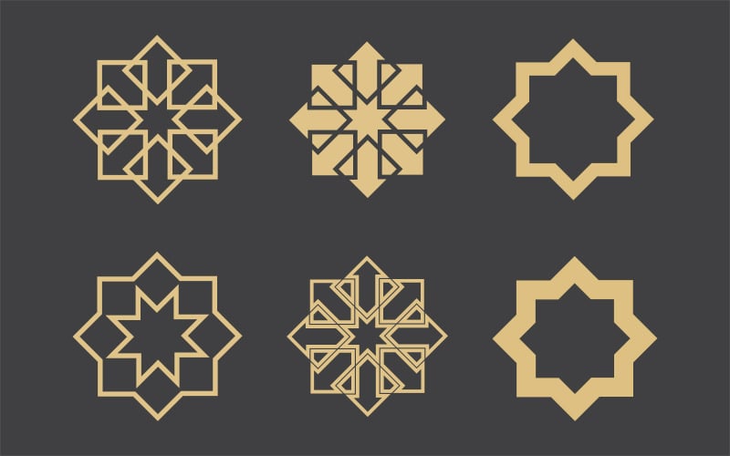 Geometrik logo şablonu. Vektör dairesel arapça süs sembolleri v.13