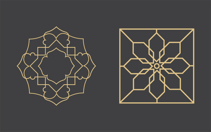 Geometrikus logó sablon. Vektor kör alakú Arab díszítő szimbólumok v.21