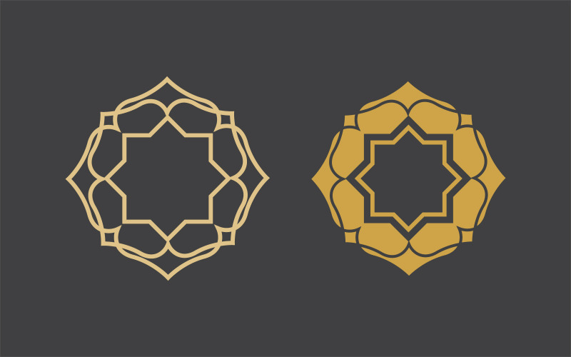 Geometrisk logotyp mall. Vector cirkulära arabiska dekorativa symboler v.15
