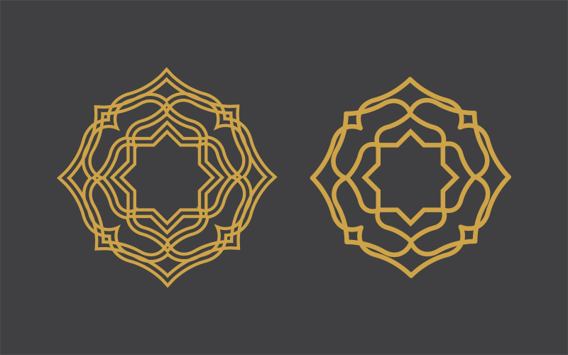 Geometrisk logotyp mall. Vector cirkulära arabiska dekorativa symboler v.22