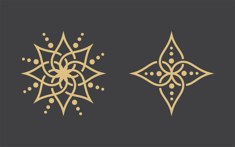 Geometrisk logotyp mall. Vector cirkulära arabiska dekorativa symboler v.4