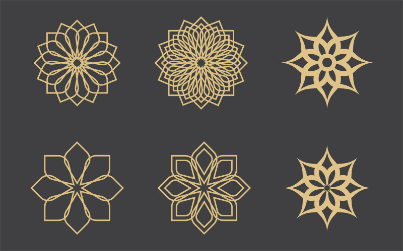 Geometrisk logotyp mall. Vector cirkulära arabiska dekorativa symboler v.5