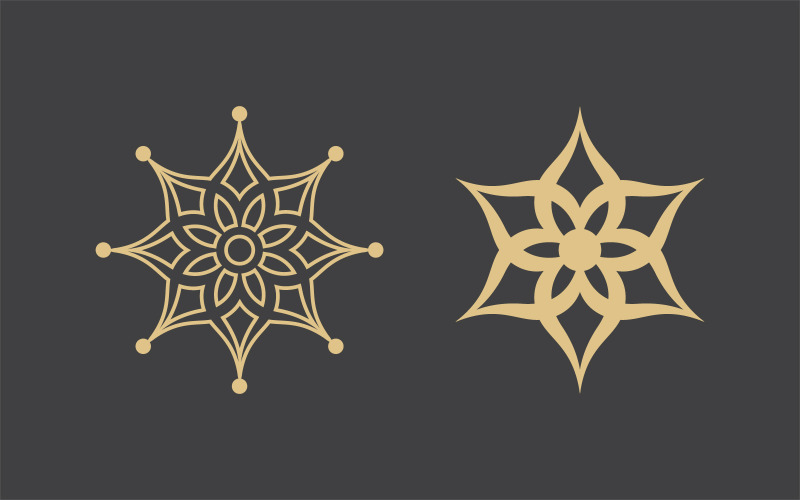 Geometrisk logotyp mall. Vector cirkulära arabiska dekorativa symboler v.6