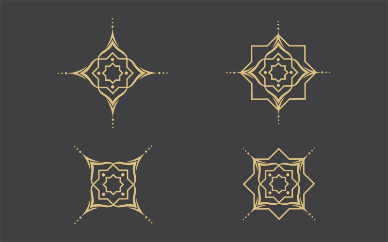Geometrisk logotyp mall. Vector cirkulära arabiska dekorativa symboler v.8