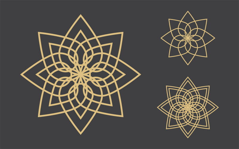 Geometrisk logotyp mall. Vector cirkulära arabiska dekorativa symboler v.9