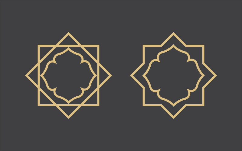 Geometrisk logotyp mall. Vector cirkulära arabiska prydnadssymboler v.7
