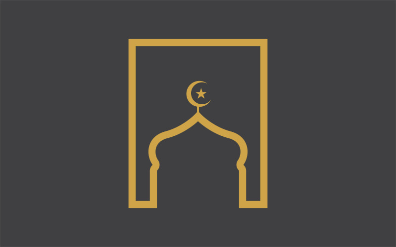 Illustrazione vettoriale dell'icona dell'edificio musulmano islamico
