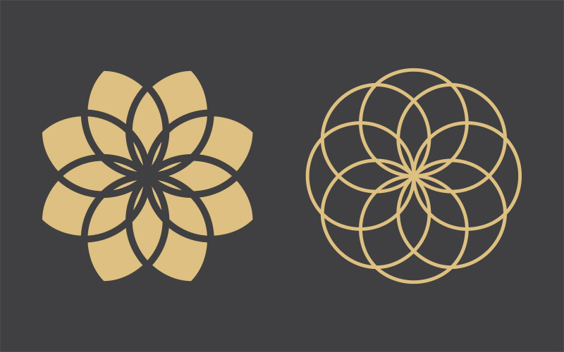 Modello di logo geometrico. Simboli ornamentali circolari arabi vettoriali v.10