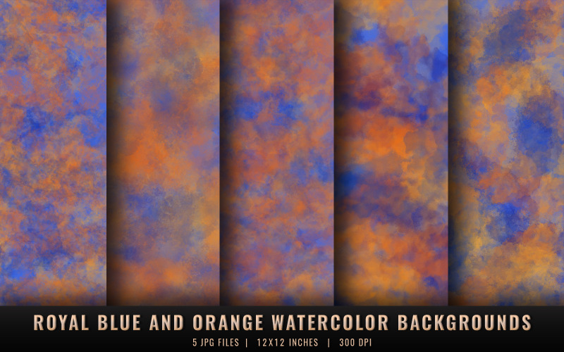 Fundos de aquarela azul royal e laranja