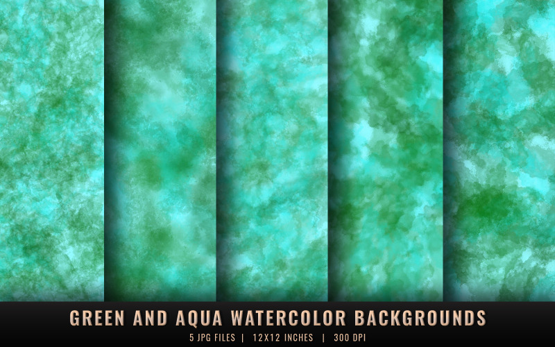 Grüne und aqua-Aquarell-Hintergründe