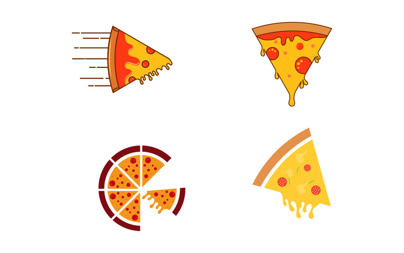 Lezzetli Pizza Vektör simge tasarım çizimi Şablon v.2