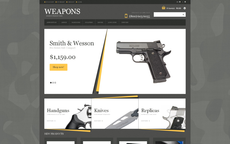 Gun Shop Responsive Magento Teması