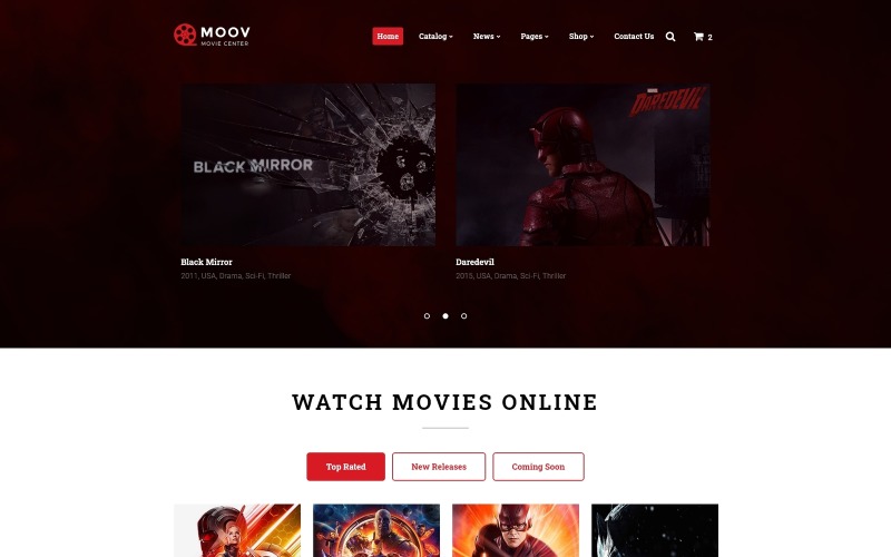 MOOV - Movie Center Multipage klassieke HTML-websitesjabloon