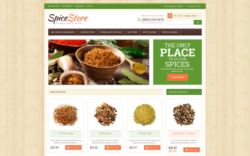 Tema Magento adaptable de Spice Shop