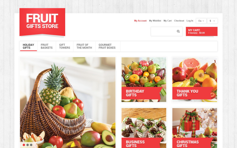 Thème Magento de magasin de cadeaux de fruits