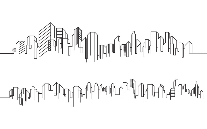 城市建筑线条艺术矢量插图模板设计 v.16