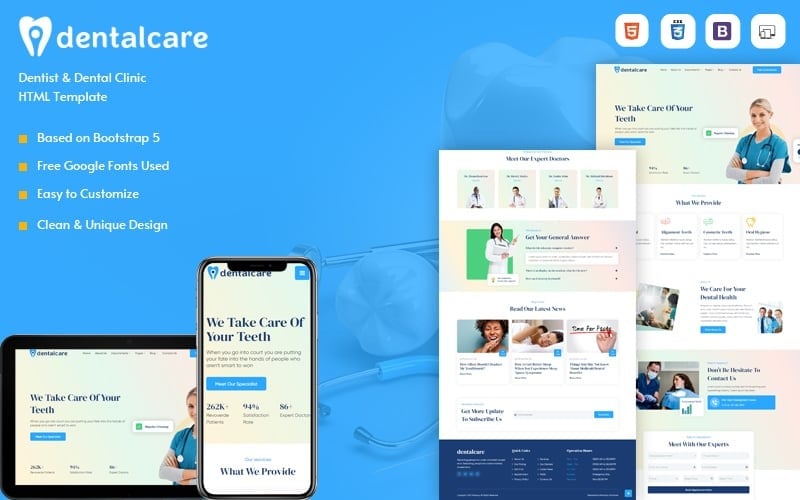 Dentalcare - 牙医和牙科诊所 HTML 模板