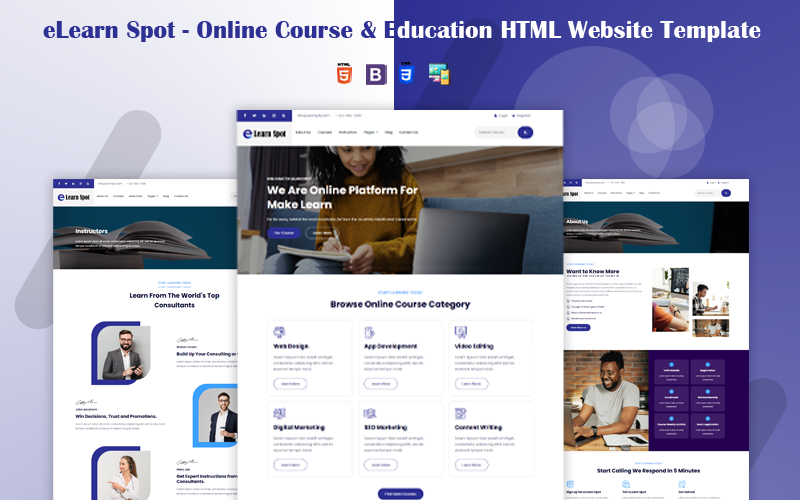 eLearn Spot - HTML-websitesjabloon voor online cursussen en onderwijs