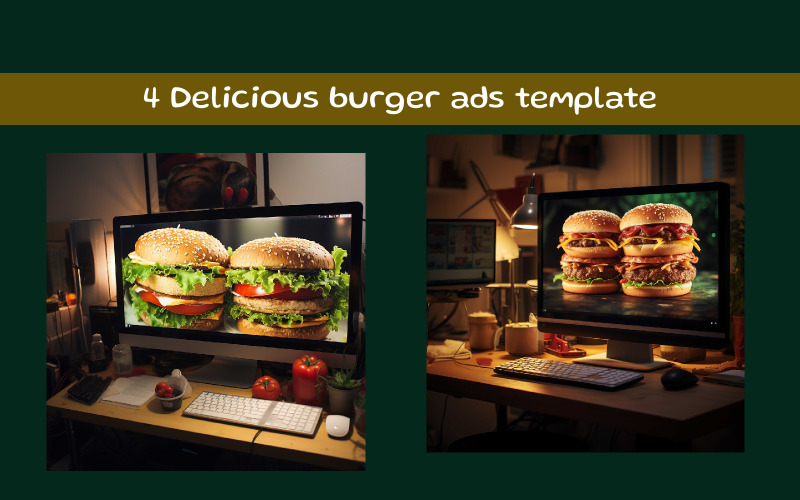 Modello di annunci di hamburger deliziosi