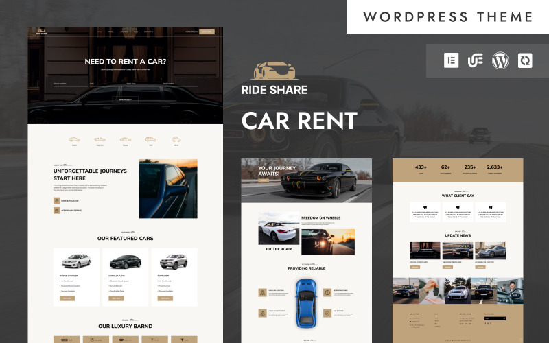 拼车 - 汽车租赁和预订服务 WordPress Elementor 主题