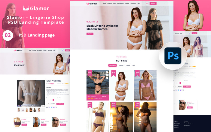 Glamour - Modelo de Landing PSD para Loja de Lingerie