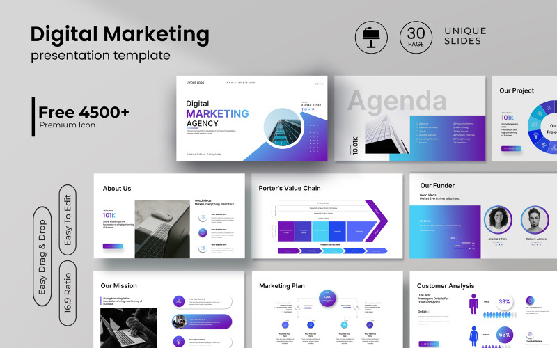 Keynote-sjabloon voor digitaal marketingbureau