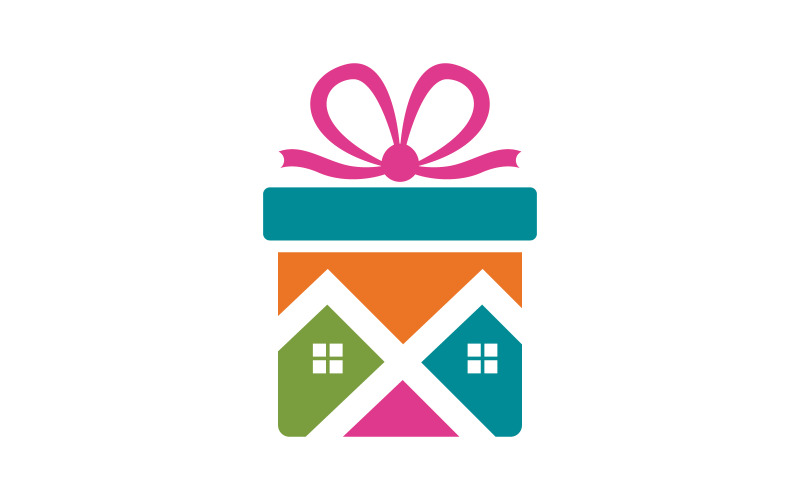 Gift Box shop Icon logo Vector Illustration v.9