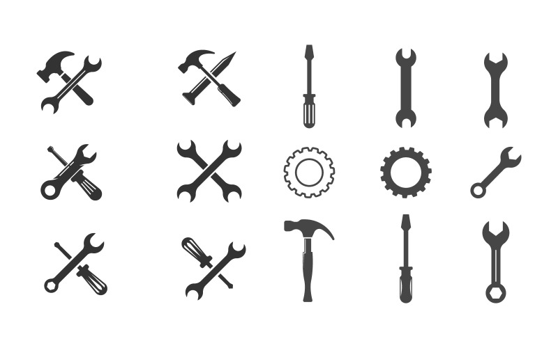 Modèle d'illustration de conception d'icône vectorielle d'outil mécanique v.11