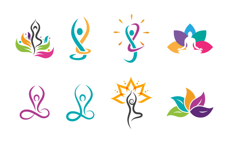 Modèle d'illustration de conception d'icône de logo de yoga v.8