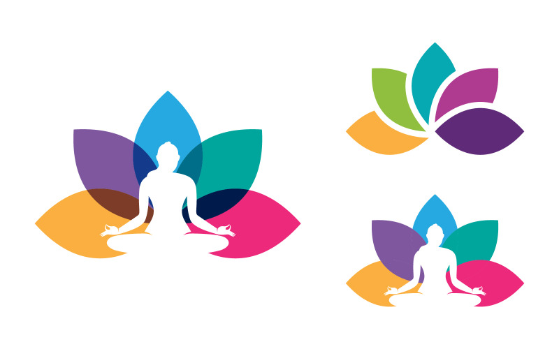Yoga logotyp ikon design illustration mall v.9