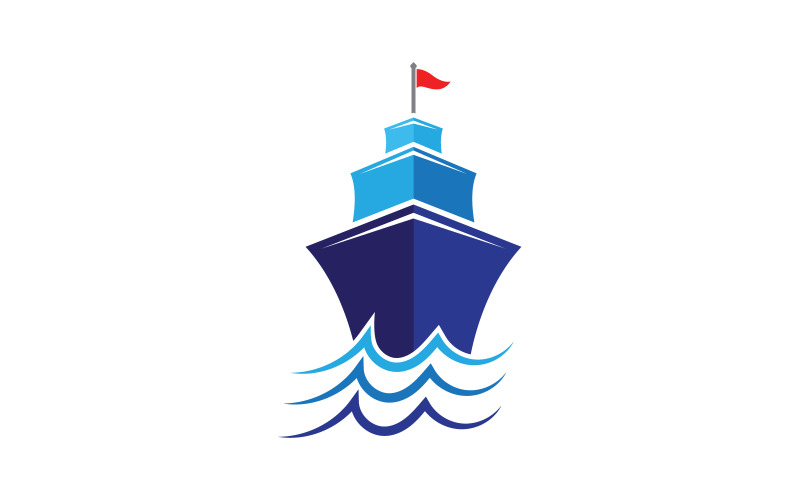 Illustrazione del modello del logo dell'oceano della nave da crociera design v.10